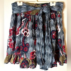Anthropologie Let Me Be Cotton Floral Women's A-line Miniskirt XL